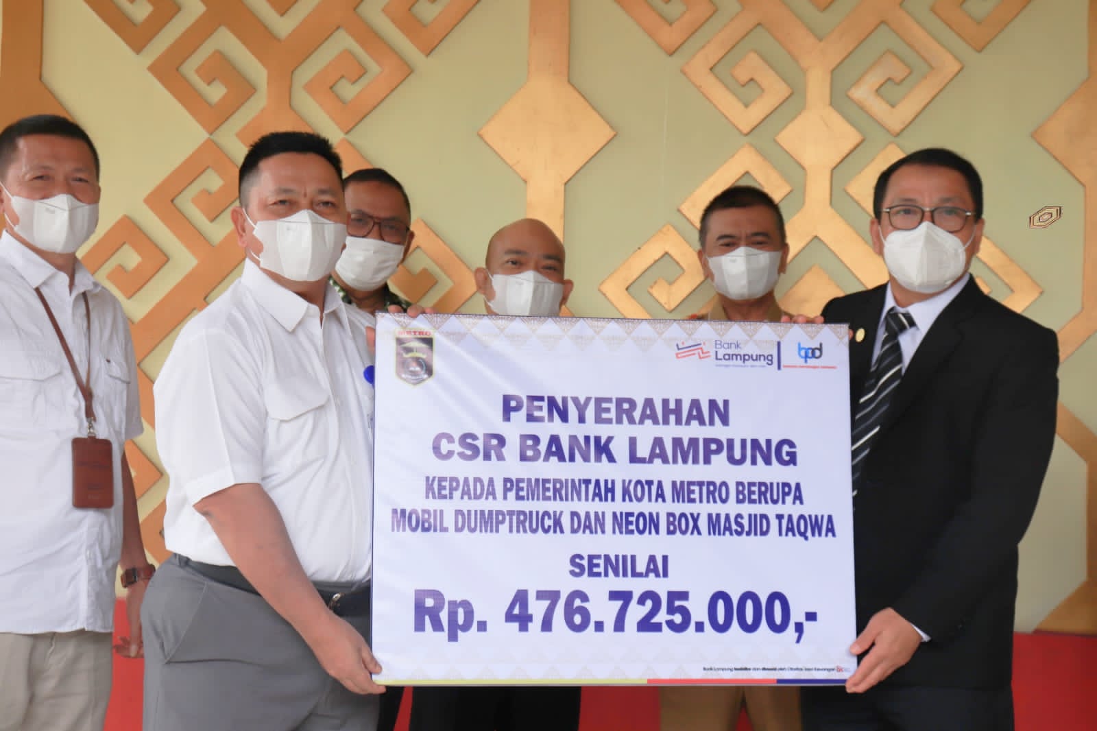 Bank Lampung Kembali Menyerahkan Bantuan CSR Kepada Pemerintah Kota Metro